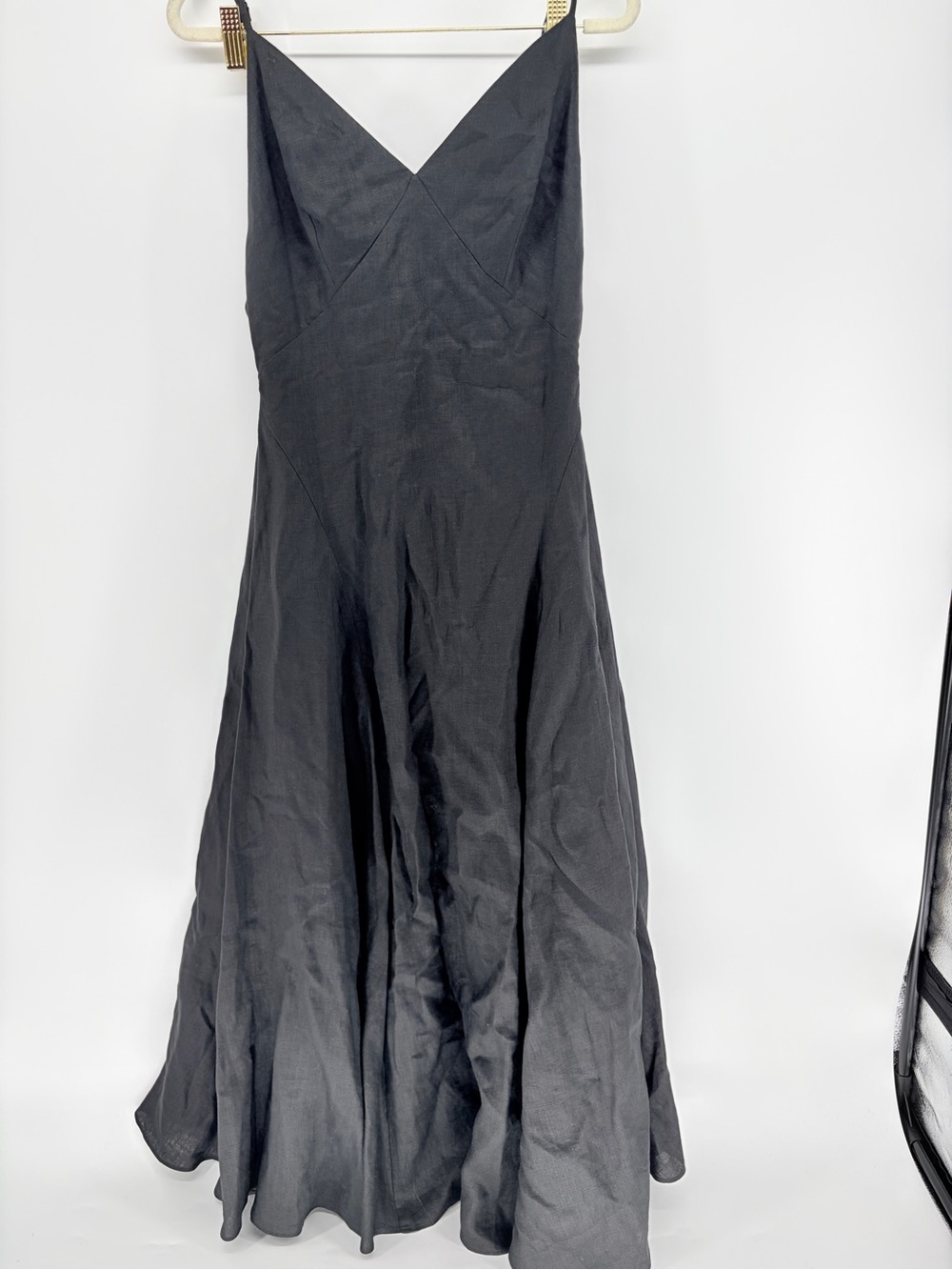 Sau Lee Linen Maxi Dress Sz 8 Black Saulee